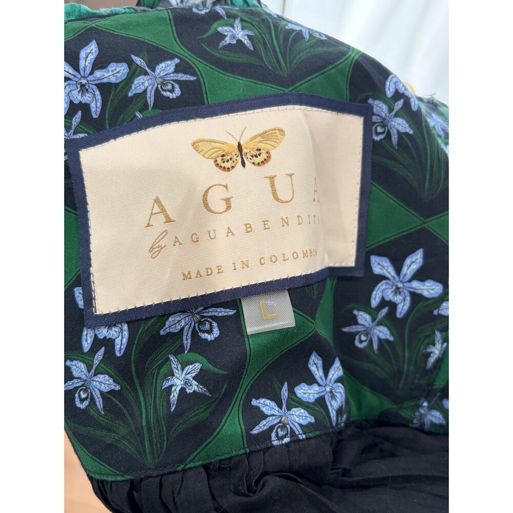 Agua by Agua Bendita Rosa Strapless Ruffled Mini Dress Green Blue Floral Size L - Picture 2 of 4
